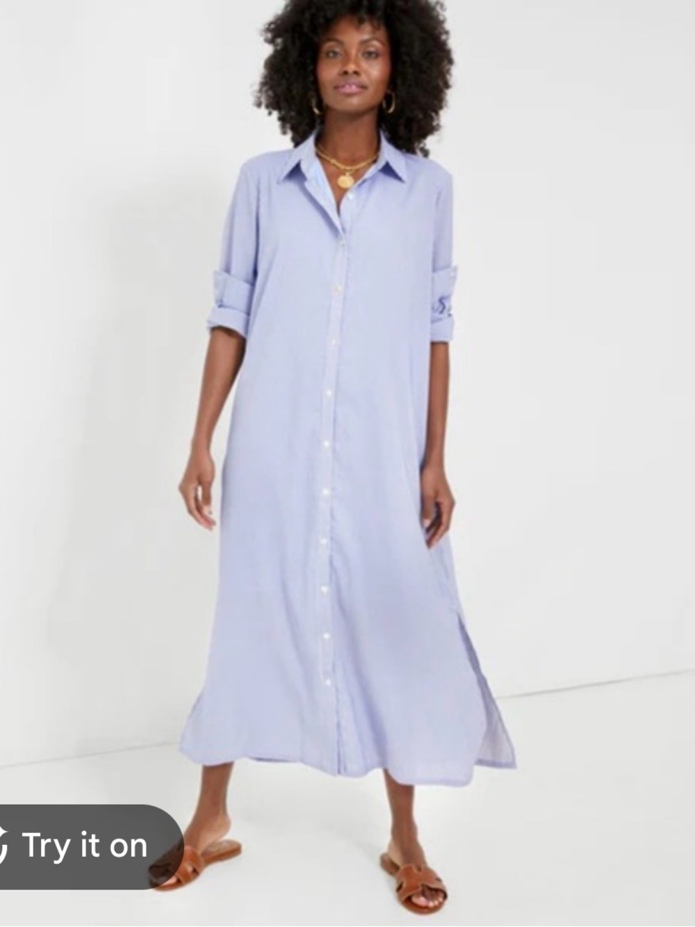 Tuckernuck Classic Light Blue Button-Front Maxi Shirt Dress